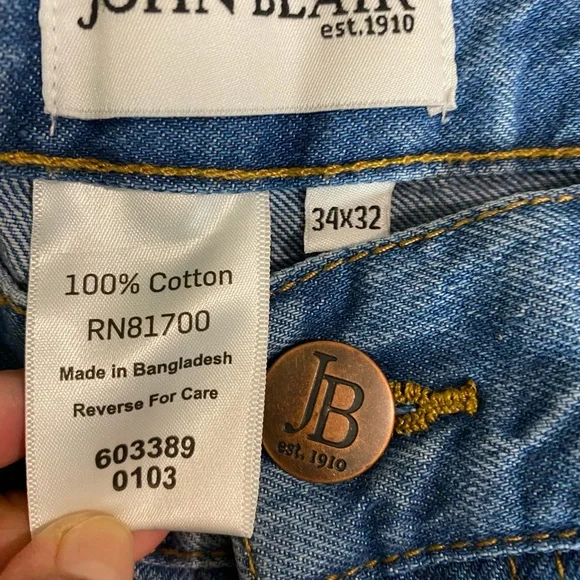 John Blair Jeans Adult 34 Blue Straight Leg Mens Casual 34x32 Cotton - Picture 8 of 16